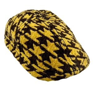Vintage Christys Crown Series Wool Houndstooth Flat Cap Hat Medium
